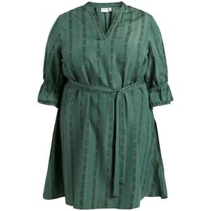 EVOKED VILA jurk VIETNA met all over print en ceintuur groen