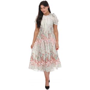 Dames Ted Baker Zahrria Floral Midi Dress Met Pofmouwen in Ivoor