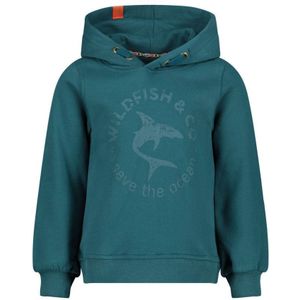Wildfish hoodie met printopdruk petrol