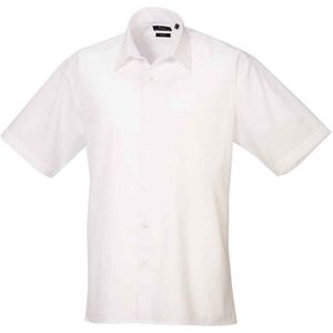 Premier Heren Poplin overhemd met korte mouwen (Wit)
