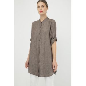 Lang Linnen Shirt - Effen Kleur - ¾ Mouwen - Loose Fit