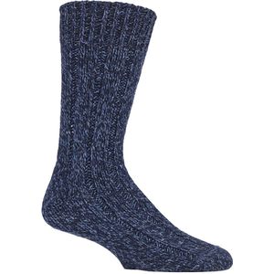 Gewatteerde wolrijke Pennine-wandelsokken voor heren - Marineblauw