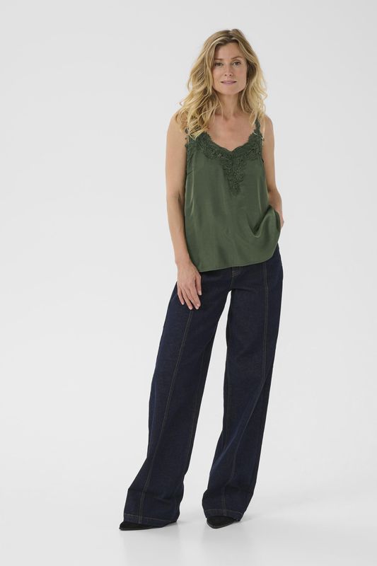 CRAnna - A-shape - Mouwloos Shirt - Groen