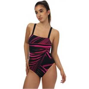 Speedo Sculpture Amberglow Badpak Met Print Voor Dames, Zwart-roze - Maat 38