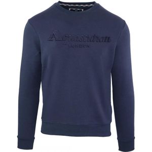 Aquascutum Embossed Brand Logo Navy Sweatshirt - Maat XL