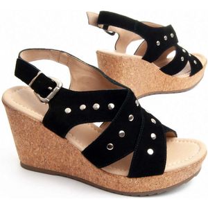 Montevita Wedge Sandal Tarteso in het zwart