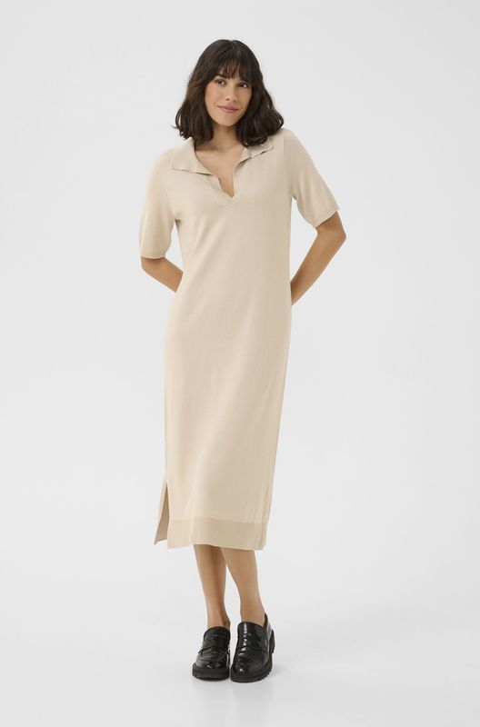 Kaffe - Lizza - Jurk - Ecru - 3/4 Lengte - Normale Pasvorm