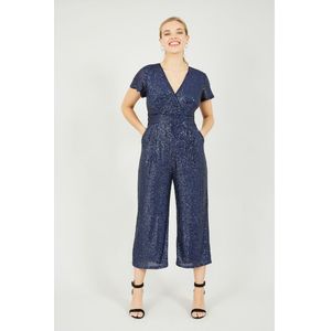 Yumi Marineblauwe Jumpsuit Met Lovertjes - Maat 38