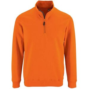 SOLS Heren Stan Contrast Zip Neck Sweatshirt (Oranje)