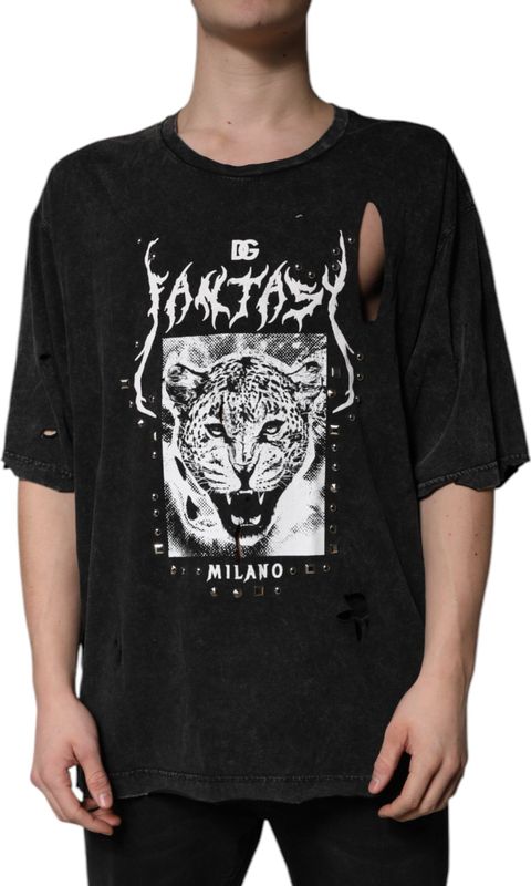 Dolce & Gabbana - Leopard Graphic Tee - T-shirt - Zwart - Korte Mouwen