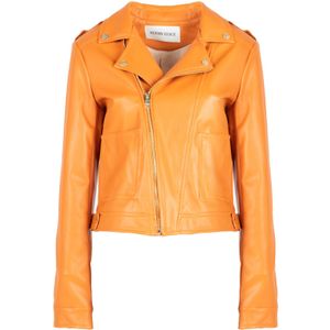 Silvian Heach - Leren Jack - Oranje - Imitatieleer - Getailleerd