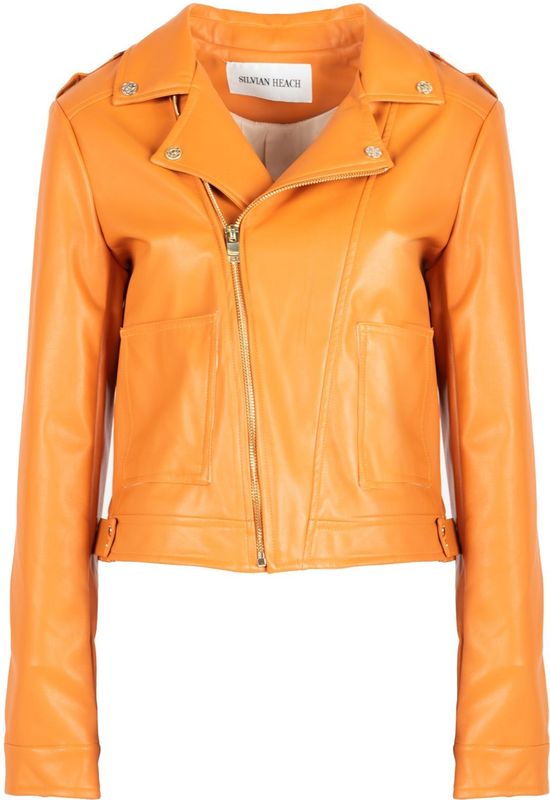 Silvian Heach - Leren Jack - Oranje - Imitatieleer - Getailleerd