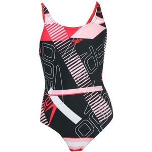 Girl's Speedo Junior Tie Back Swimsuit In Black Red - Maat 11-12J / 146-152cm