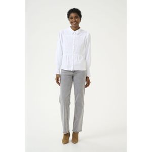 Cream - Blouse - Wit - Lange Mouwen - Katoen