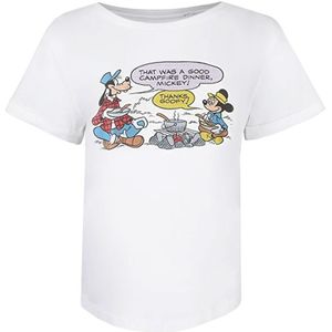 Disney Dames/dames Kampvuur Mickey Katoenen T-shirt (Wit) - Maat S