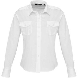 Premier Dames/Dames pilotenhemd met lange mouwen (Wit)