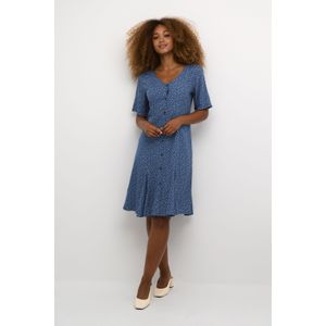 Zally - Feminine - Jurk - Blauw - Boven de knie - 100% Viscose (LENZING™ ECOVERO™)