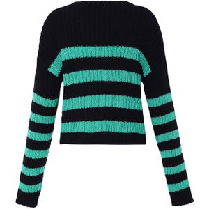 Mymo - Gebreide Trui - Zwart Groen - Cropped - Lange Mouwen