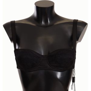 Dolce & Gabbana Dames Zwart Gevlekt Satijnen Kant Balconette Beha