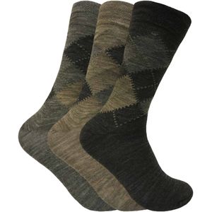 Sock Snob - Heren 3 Pack Lamswol Soft Top Sokken - Bruin