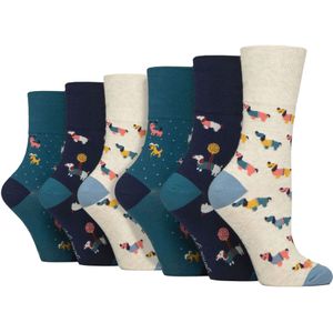 6 Paar Dames NON-ELASTISCHE Katoenen Rijke Wildleven Honden Katten Patroonsokken