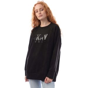 Dames DKNY Sueded Scuba Pullover Sweatshirt in Zwart
