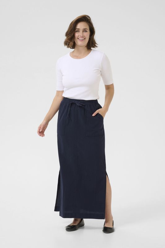 Kaffe - Midnight Marine Rok - Blauw - A-lijnrok - Met Zijsplitten