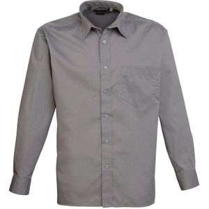 Premier Heren Popeline Overhemd Met Lange Mouwen (Donkergrijs)