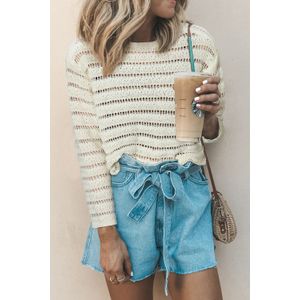 Open Gebreide Lange Mouwen Trui