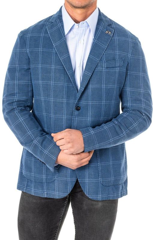 La Martina - Long Sleeve Americana Jacket - Blauw - Heren - Katoen