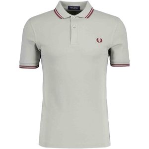 Fred Perry bordeaux grijs poloshirt met dubbele getipte kraag