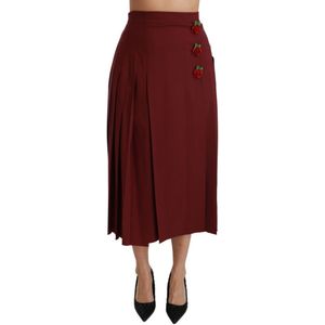 Dolce & Gabbana Rode geplooide maxi wollen rok met hoge taille voor dames