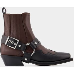 Ganni - Fitted Chelsea Western Boots - Bruin - Leer