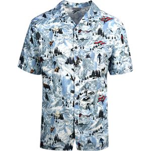 Lanvin - Alpine Print - Overhemd - Sky Blue - Korte Mouwen - 100% Viscose