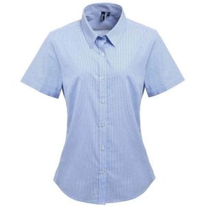 Premier Dames/Dames Gingham overhemd met korte mouwen (Lichtblauw/Wit)