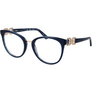 Blauw - Acetaat - Demo Glazen - Rond - Full-Rim - 53x46mm