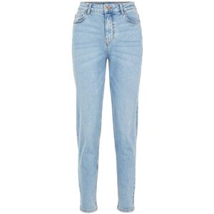 PIECES cropped high waist tapered fit jeans PCKESIA light blue
