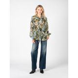 Pinko - Bloemenblouse - Groen - Polyester - Opstaande Kraag