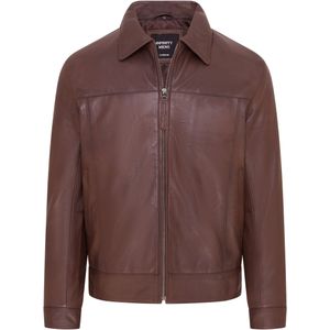 Heren - Bruin - Harrington Bikerjack - Klassiek - Leren
