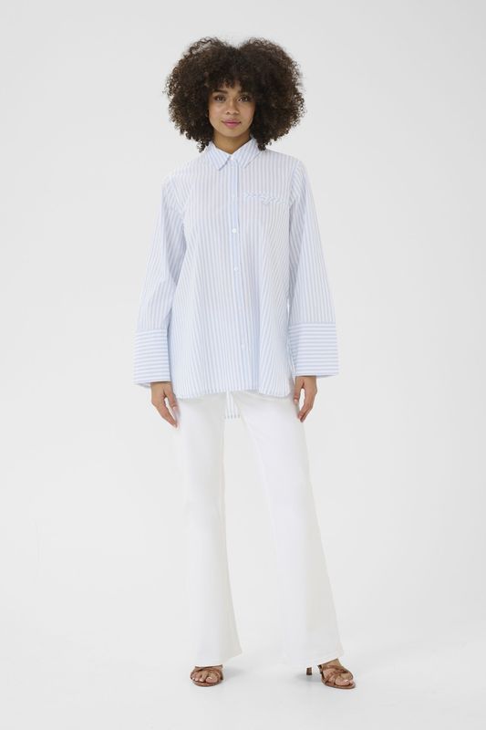 CULTURE - Beha - Blouse - Lichtblauw/Wit - Klassieke Blouse