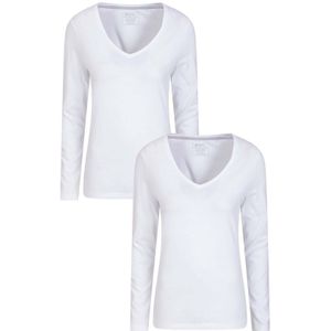 Mountain Warehouse Dames/Dames Eden Organic V Hals T-shirt met lange mouwen (Set van 2) (Wit)