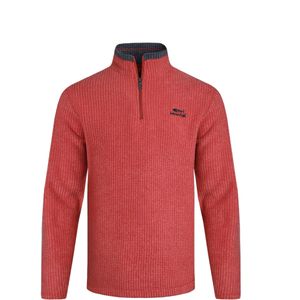 Weird Fish Heren Newark Grid Eco Friendly Quarter Zip Fleece Top (Bosbes Rood Mergel)