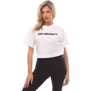 Off White - Bounce Helvetica - Cropped T-shirt - Wit Zwart
