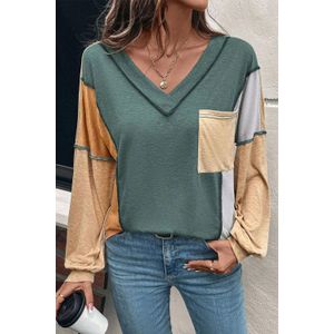 Kleurblok Lange Mouw Top Met Zak