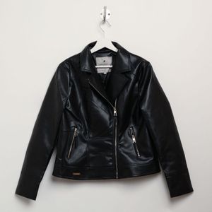 Women's Harvey And Jones Roxanne Faux Leather Jacket In Black - Maat 42