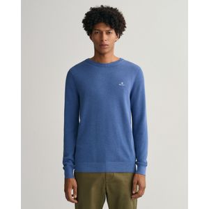 Gant - Katoen Piqué Crewneck Sweatshirt - Blauw