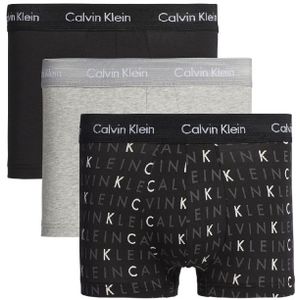 Calvin Klein 3-pack Herenboxers Van Stretchkatoen Met Lage Taille In Zwartgrijs - Maat S