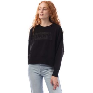 Dames DKNY Rhinestone Crosswalk Crew Sweatshirt in Zwart