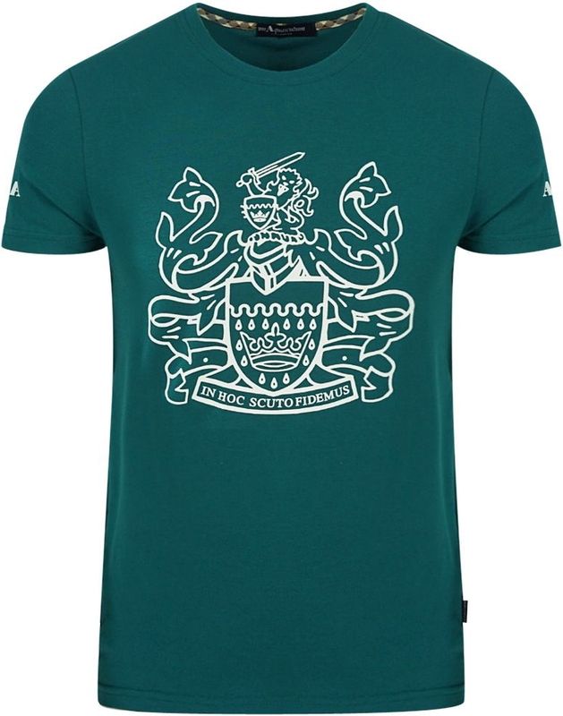 Aquascutum - QMT002M0-08 - T-shirt - Darkgreen, White - Heren