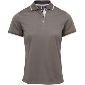Premier Dames/Dames Coolchecker Contrast Piqué Poloshirt (Donkergrijs/zilver)